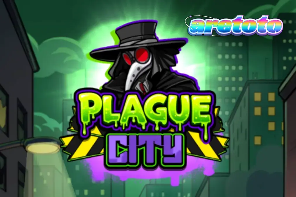 Tampilan antarmuka slot Plague City dengan tema laboratorium apokaliptik dan simbol-simbol mutasi.